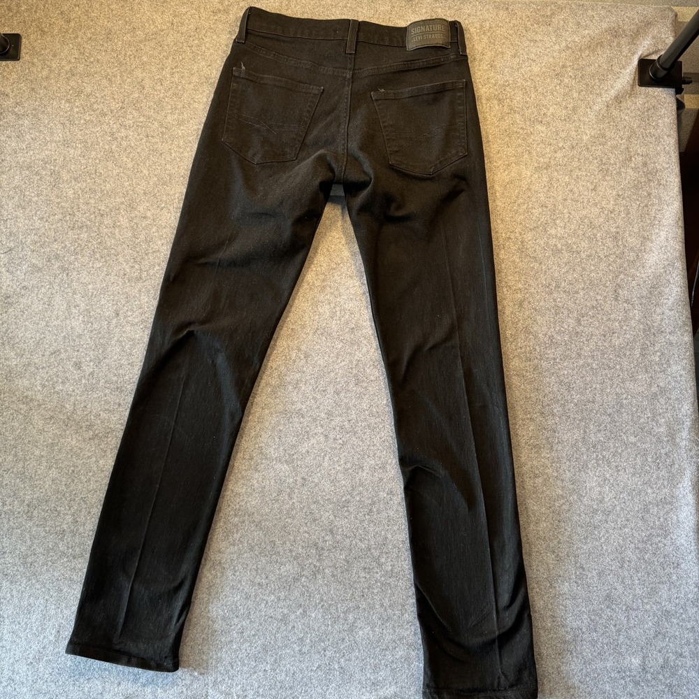 Signature Levi Strauss Slim Fit Jeans 32x34 Black Solid Stretch Cotton Blend